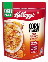 Kellogg's Corn Flakes Real Almond Honey 1kg | High in Iron, Vitamin B1, B2, B3, B6 & C | Naturally Cholesterol Free | Corn Flakes, Breakfast Cereal