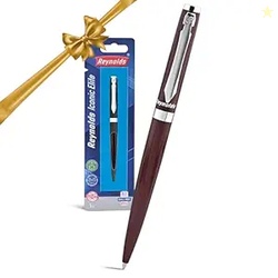 Reynolds Metal Pens (Iconic Elite Brown) | Premium Pens For Gifting | Twist Pens For Personal & Professional Use | Stylish Gifts for Men & Women | Trim Ball Pens For Corporate Gifting | Blue Ink
