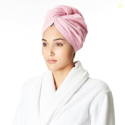 Amazon Brand - Solimo - Cotton Bath Headwrap | Microfiber | Fade Resistant | Pink