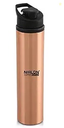NIRLON Jal Copper Tamba Bottle with Leaf Proof Protection/Joint Less, Ayurveda and Yoga Health Benefits for Everyday Use, School, Gym, Office, Jal 1000ml, Set of 1
