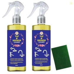 True Heaven Tap and Shower Cleaner, 250ml, 2-Pack with Scrubber, Removes Limescale and Hard Water Stains, All Purpose Cleaner Suitable for Bathroom, Tap, Shower, Tiles, Mirror