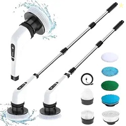 Etekcity Cleaning 9 in 1 Electric Spin Scrubber,Upgrade LED Display Cordless Scrubber with 8 Replaceable Brush Heads Adjustable 2 Speeds Extension Handle Power Cleaning Brush for Bathroom, Floor