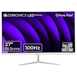 ZEBRONICS SA127 LED Monitor, 27 inch (68.5cm), 250 nits, 100Hz, FHD, 1920x1080, HDMI, VGA, Ultra Slim Bezel, Built-in Speakers, Metal Stand, Wall Mountable (SA127)