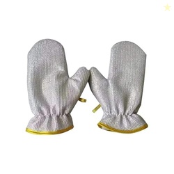 ARABEX Gloves Magic wire Dish Washing Gloves, wire Cleaning Gloves, wire Hand Gloves for Kitchen Dishwashing and Pet Grooming, Great for Washing Dish, Car, Bathroom (1 Pair)
