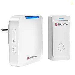 Wireless Doorbell, Door Bell Kit up to 1000ft Range with 32 Ringtones, 5 Adjustable Volume with LED Indicator, Door Bell for Home, Plug in Type-White(1 Transmitter & 1 Indian Plug Receiver)