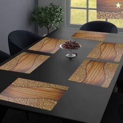 THE LION'S SHARE Rectangular Pack of 6 Table Placemat (Brown, Pla...more