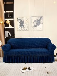 Aura Non Slip Stretchable Bubble Polyester Straight 3 Seater Sofa Cover-33x55x33In