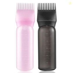 GLUN 2 Piece Hair Dye Comb Bottle, Anti-dandruff Soft Silicone Bristle for Hair Dye Applicator, 120ML Bottle, Hair Colouring Tool for Home Use