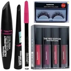 Frippe 3 In 1 Mascara Eyeliner & Kajal With 4 In1 Lipstick Waterproof And Eyelashes