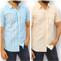 TIGERSNAKE Men Striped Casual Blue, Yellow Shirt
