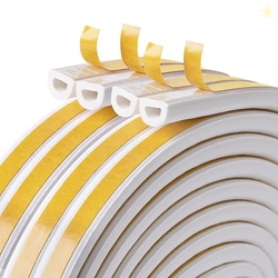 CloudBuyer Weather Stripping For Door,Insulation Weatherproof Doors And Windows Soundproofing Seal Strip,Collision Avoidance Rubber Self-Adhesive Weatherstrip,2 Pack,Total 33Feet Long (White)