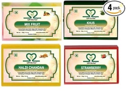 Handmade Soap Combo Kit 10 - Pack of 4 (Haldi Chandan, Strawberry, Khus, Mix Fruit Soap) (|Gift Pack For Glowing Skin | (4 x 125g) (4 x 125 g)
