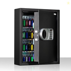 Plantex Safe Locker/Key Holder Locker Box For Home, Office,Hotel/Electronic Keypad/Dual Password Code Access Lock/LED Light/2 Years Warranty By Plantex - 20Litre/71 Keyhooks and Keychains - Black