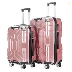 Story@Home Set of 2 Small & Medium Trolley Bags for Travel, Check in 8 Wheels 360 Rotating Luggage Trolley Bags for Travel, Suitcase Rose Gold, | 51cm | 61 cm