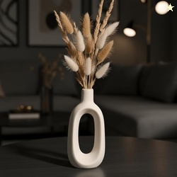 Purezento Modern Decorative Kieko Vases for Home Decor | Centerpieces | Kitchen | Office or Living Room for Home Decor Center Table, Flowers Pot, Bedroom Side Corners (White,6 Inch)