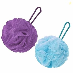 GUBB Lux Bath Sponge Loofah - Soft & Fluffy With Multiple Layers of Fibrous Matrix For A Fun Shower Time | Loufa/Luffa/Lufa/Poof/Pouf - Perfect Loofahs/Loofas for Men and Women | Bathing Scrubber For Body - 2 Loofahs,- Lilac & Arctic