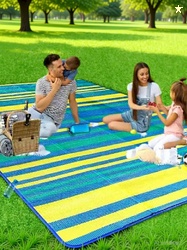 Hot Dealzz Plastic Chatai Mat (Blue, Extra Large)