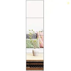 Ruomeng Frameless Wall Mirror Set - 4x12 Inch Rectangular Glass Mirrors for Vanity, Bedroom, Living Room