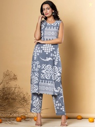 Readiprint Ethnic Motifs Printed Round Neck Pure Cotton Straight Kurta With Trouser