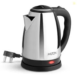 Milton Appliances Go Electric Kettle 1.8 Litre I 3X Protection - Dry Boil, Auto Shut Off, Overheat I 1350 Watt I Super Fast Boiling I Stainless Steel I 360 Power Base I 1 Year Warranty