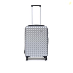 YAYAVAR Check-in Medium- 64 CM, 360 Degree Rotating Wheels,Polycarbonate Material,Hard Luggage with Telescopic Handle and Combination Locking Mechanism, Lyon-(M,Silver)