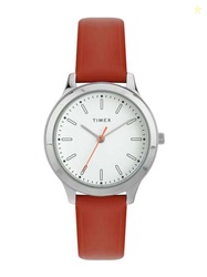 Timex Women Brass Dial & Leather Straps Watch