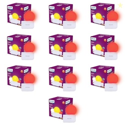 Philips Joy Vision Coral Rush 0.5W LED Night Lamp | Soft White Glow | Energy Efficient | Plug-in Prong Design | Ideal for Bedroom, Kids Room & Hallway (Red, Pack of 10)
