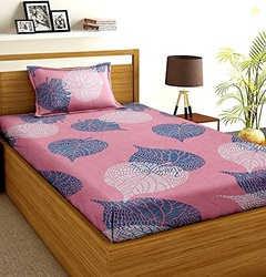 ENGUNIAS Prime Collection 210TC 1 Single Bedsheet with 1 Free Pillow Covers |Soft-Touch Skin Friendly Cotton-Blend 152X228 Cm Single Bedsheet for Single Bed