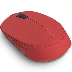 Rapoo M100 Multi Device Mouse |Bluetooth 5.0 & Wireless 2.4GHz |5 Adjustable 800-2400 DPI |PAW3320 Sensor | Silent Click |Connects 2 Devices |Ambidextrous | 3Yrs Warranty |12Months Battery |Red