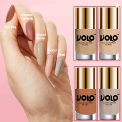 Volo HD Colors High-Shine Long Lasting Non Toxic Professional Nail Polish Set of 4 (Nude Tude)