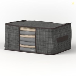 Lifelong Blankets Storage Bag for Home | Underbed Organizer & King Size Blanket Cover | Non-Woven Fabric & Transparent Window | Large Bag for Clothes with Handle for Easy Carrying (LLUBL01, Grey)
