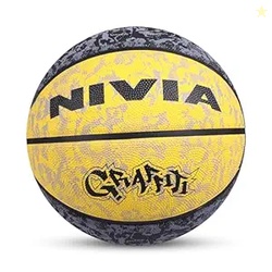 Nivia Graffiti Rubber Basketball - Size: 7 (Yellow)
