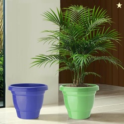 Heart Home(Pack of 2) Flower Pot | 2-Layer Fuldani Flower Pot (8 Inch) Pots for Terrace, Garden | Plants Stand | Phooldaan for Home Dcor | Synergy Indoor Plant Stand | Green & Blue
