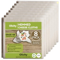 Olicity Cheesecloth, 20x20 Inch, Grade 90, 100% Unbleached Pure Cotton
