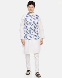 The Indian Garage Co Leaf Print Slim Fit Waistcoat