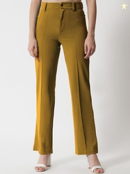 KOTTY BIZwear Women Brown Relaxed Straight Fit High-Rise Easy Wash Tro