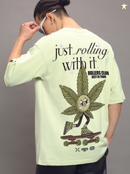 Bewakoof Men Fog Graphic Printed Round Neck Cotton Oversized T-shirt