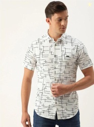 The Indian Garage Co. Men Slim Fit Printed Cut Away Collar Casual...mo