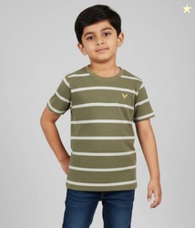 VRUNA Boys Striped Polycotton Regular T Shirt