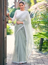 KALINI Embellished Pearl Work Net Saree