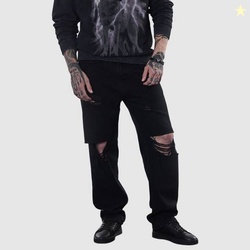 Snitch Men Loose Fit Mid Rise Black Jeans