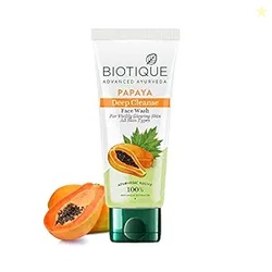 Biotique Papaya Deep Cleanse Face Wash | Gentle Exfoliation | Visibly 