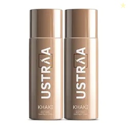 USTRAA Khaki Deodorant Body Spray For Men - 2 x 150ml | Rusty, Manly, 
