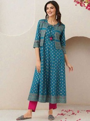 Ishin Women Printed Kurta with Trousers With Dupatta
