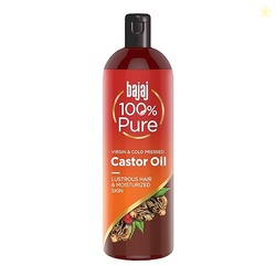 Bajaj 100% Pure Castor Oil 200ml, Pure Hair Oil, Natural Cold-Pressed 