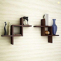 MAMTA DECORATION MDF Interlocked Storage Wall Shelves for Home (Brown)