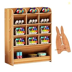 Marbrasse Wooden Desk Organizer, Multi-Functional DIY Pen Holder Box, 