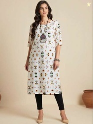 arangya Women Printed Crepe Kurta