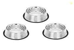 Pets Empire Set of 3 Stainless Steel Dog Bowl with Rubber Base for Cat