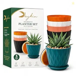 Plastic Round Flower Pots for Home Planters, Terrace, Garden Etc | Pac
